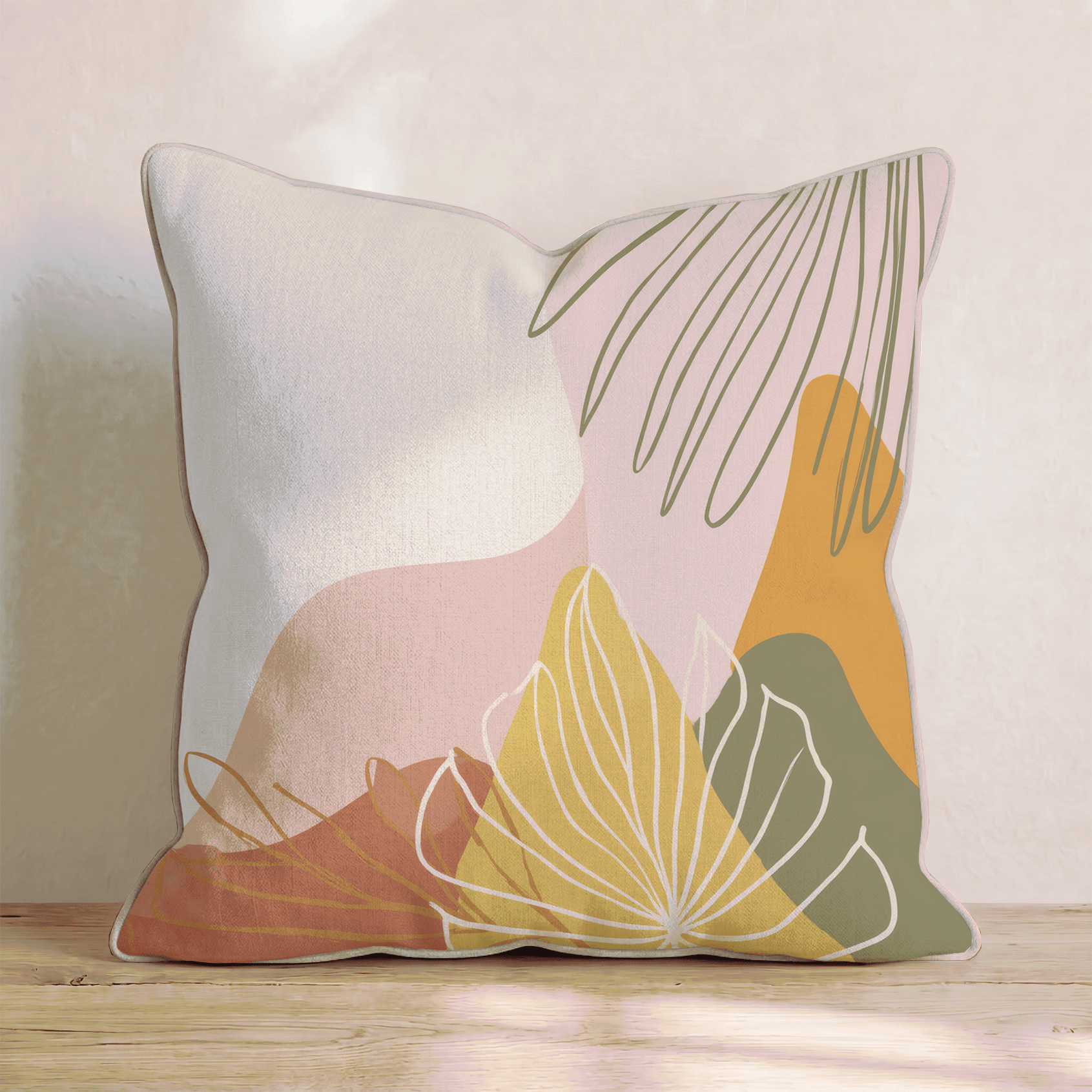 Tropical Leaf Layers Throw Pillow - Hillcroft Home