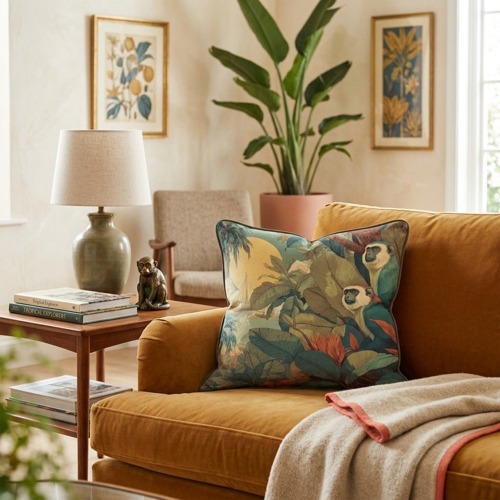 Tropical Monkey Voyage Throw Pillow - Hillcroft Home