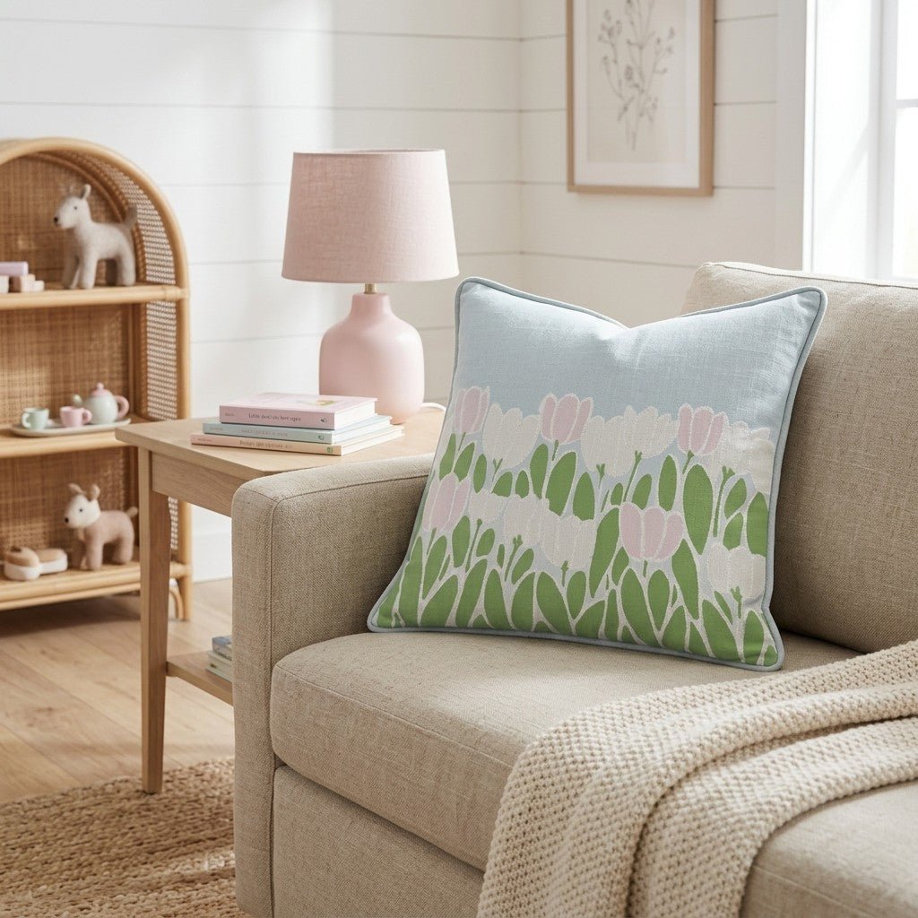 Tulip Fields Throw Pillow - Hillcroft Home