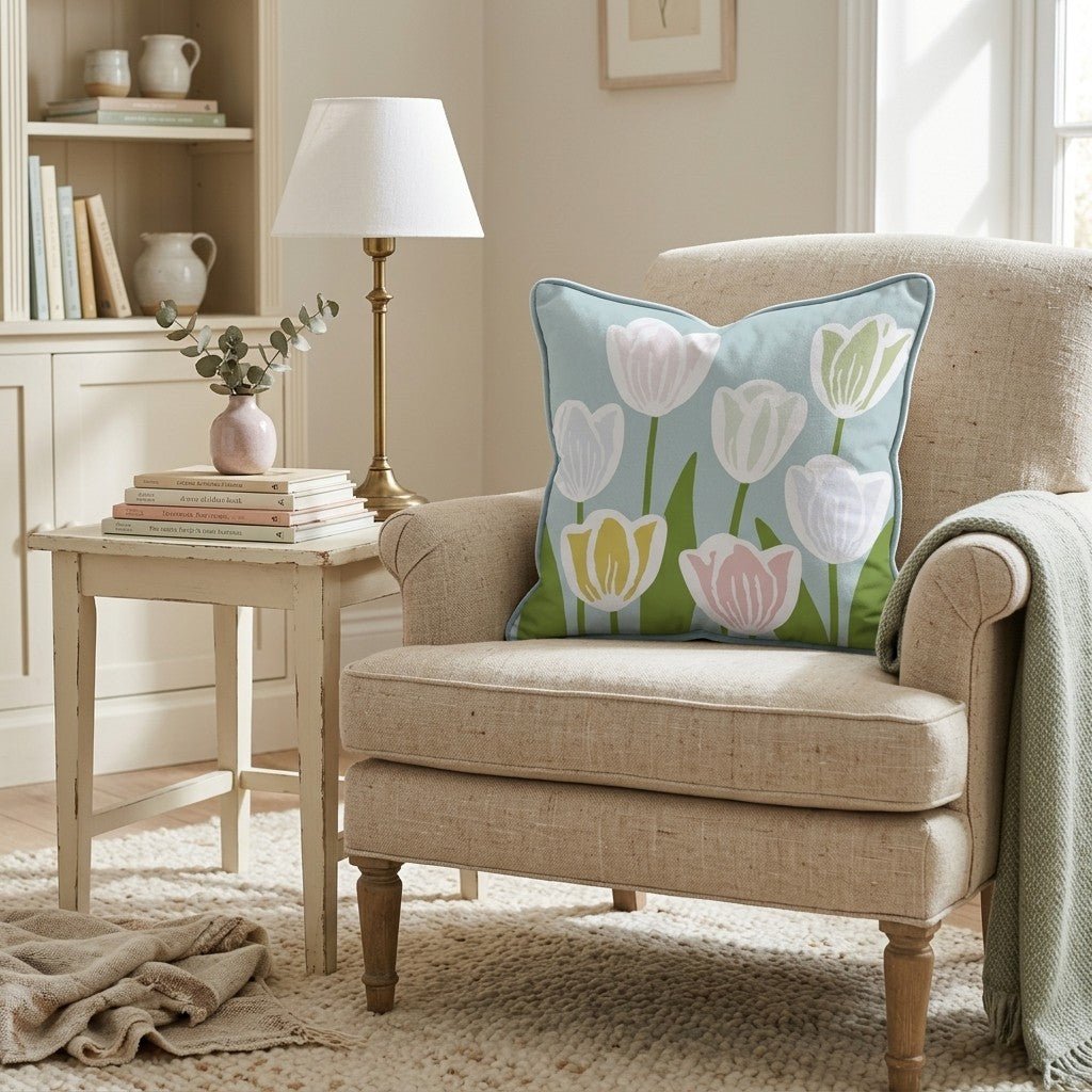 Tulip Garden Throw Pillow - Hillcroft Home