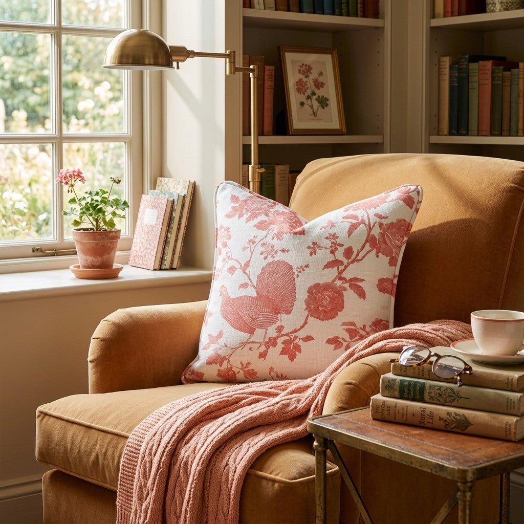 Turkey and Florals Throw Pillow - Hillcroft Home