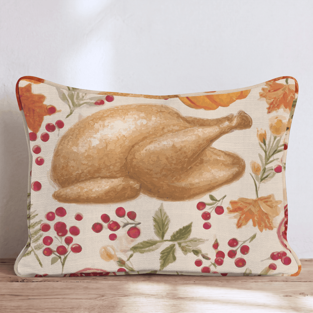 Turkey on the Table Throw Pillow - Hillcroft Home