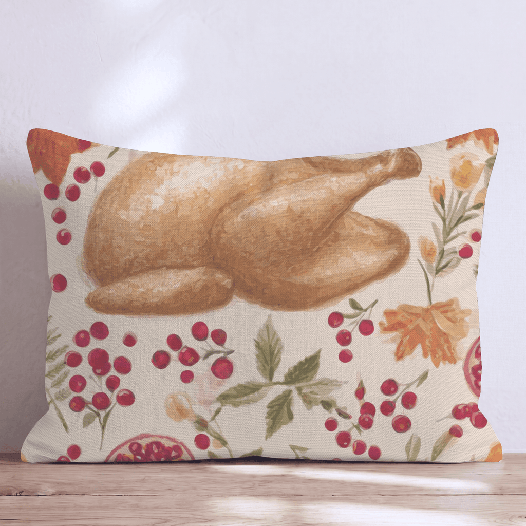 Turkey on the Table Throw Pillow - Hillcroft Home