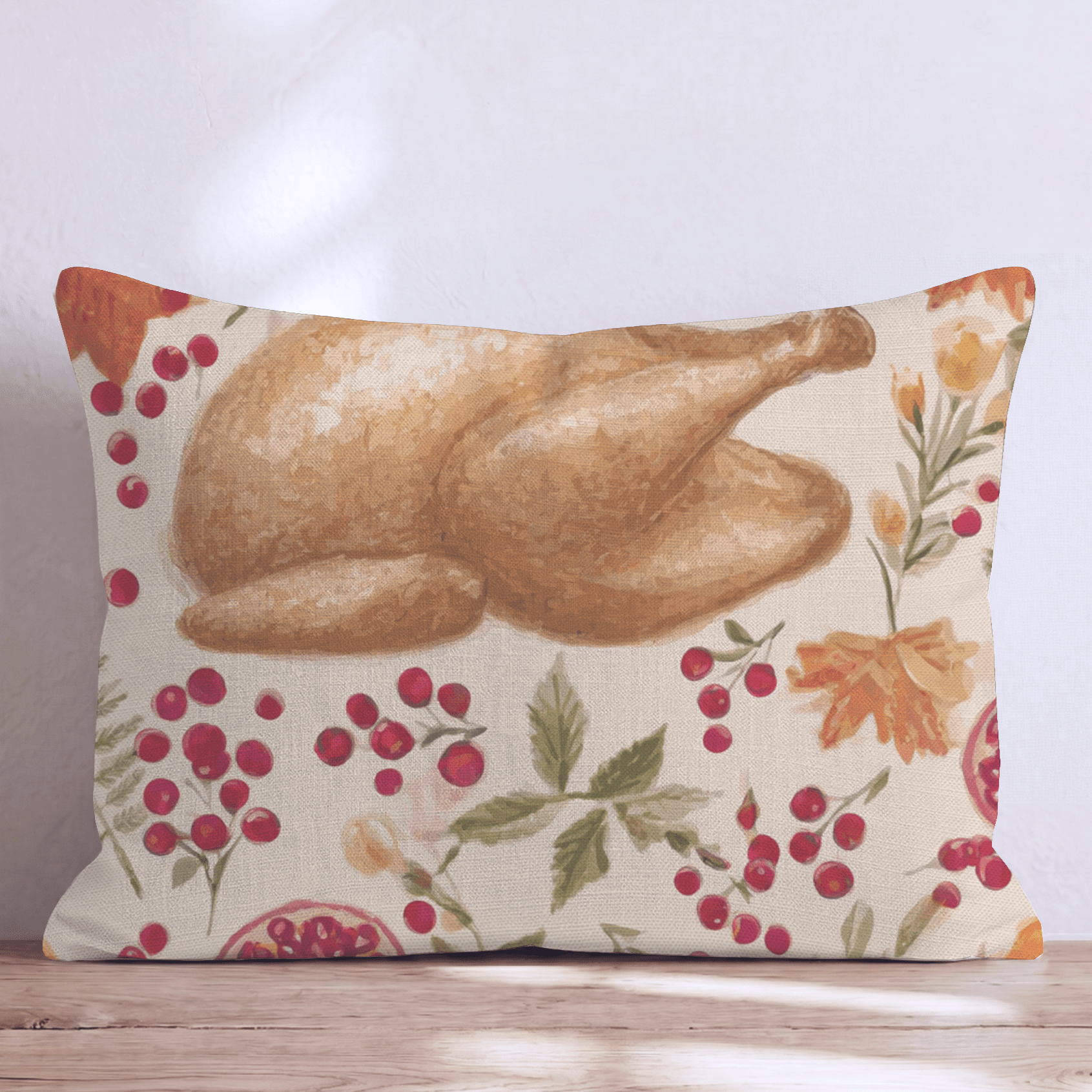 Turkey on the Table Throw Pillow - Hillcroft Home