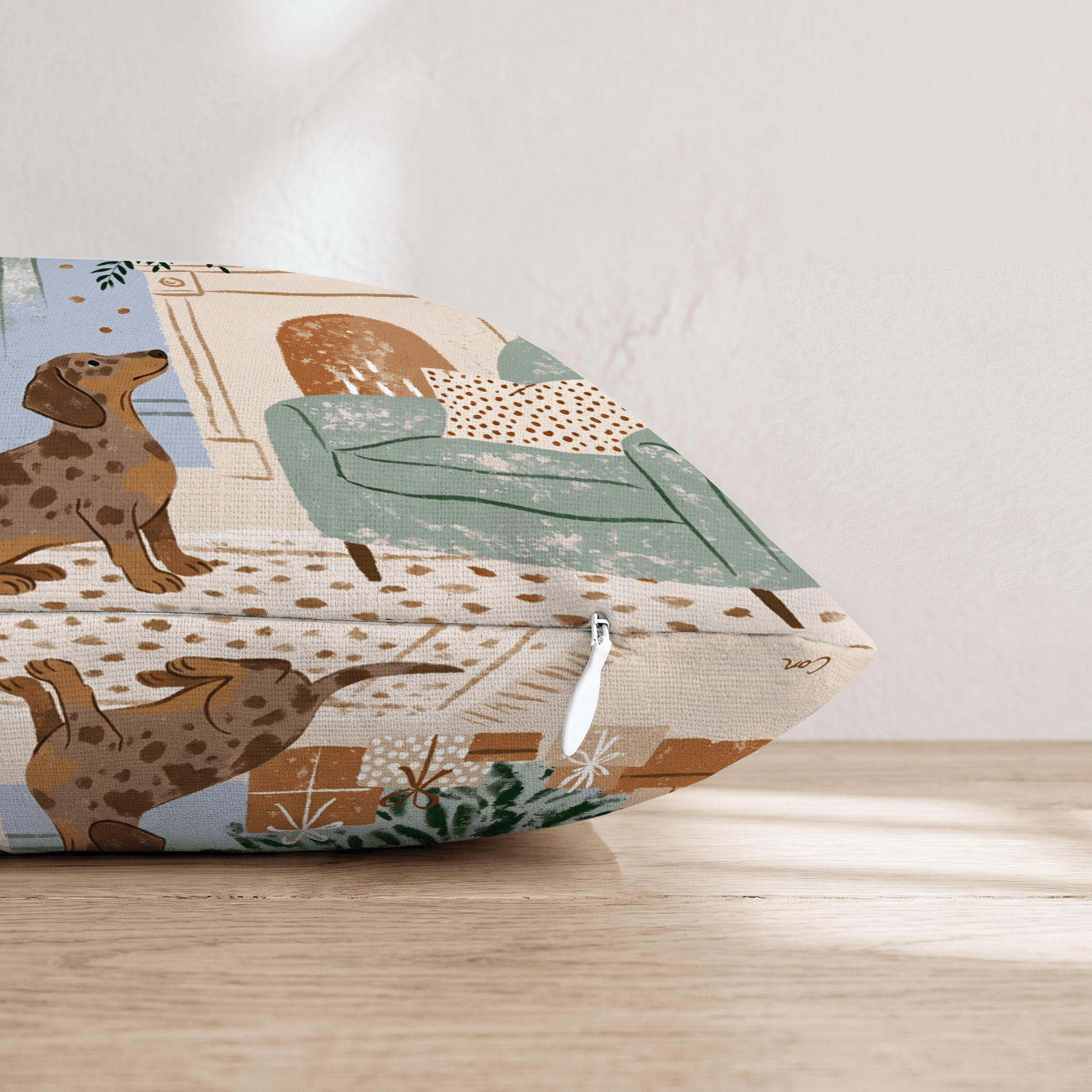Twilight Fireside Dachshund Throw Pillow - Hillcroft Home