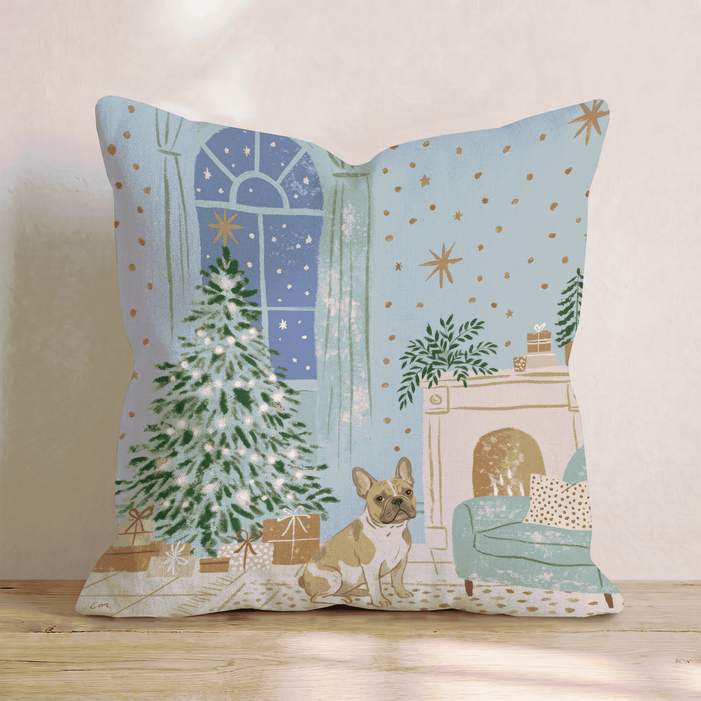 Twilight Fireside French Bulldog Throw Pillow - Hillcroft Home