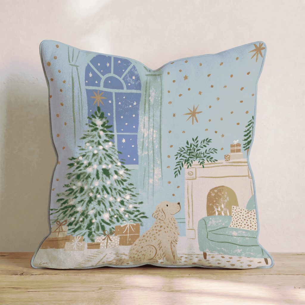Twilight Fireside Golden Throw Pillow - Hillcroft Home