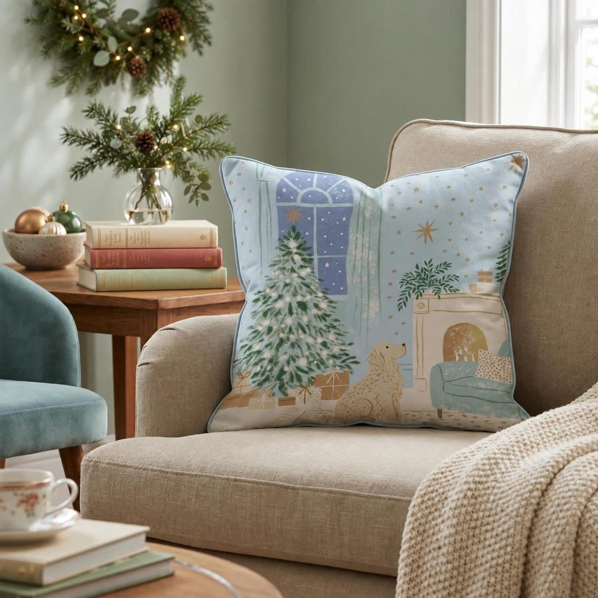 Twilight Fireside Golden Throw Pillow throw pillow - Hillcroft Home