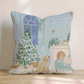 Twilight Fireside Goldendoodle Throw Pillow - Hillcroft Home