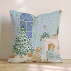 Twilight Fireside Goldendoodle Throw Pillow - Hillcroft Home