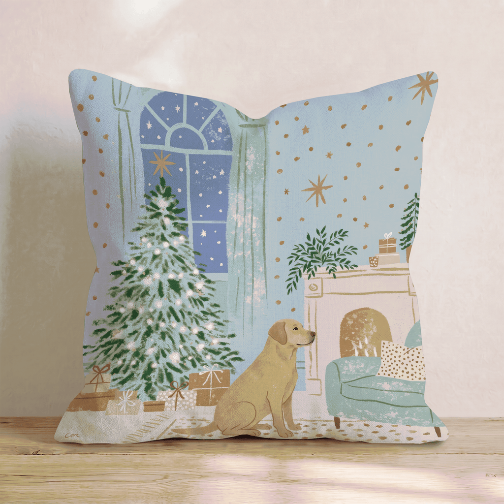 Twilight Fireside Labrador Retriever Throw Pillow - Hillcroft Home