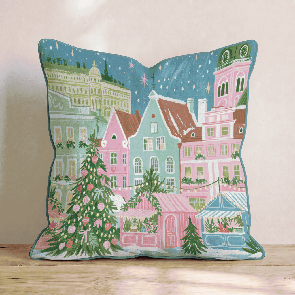 Twilight Market Row Throw Pillow - Hillcroft Home