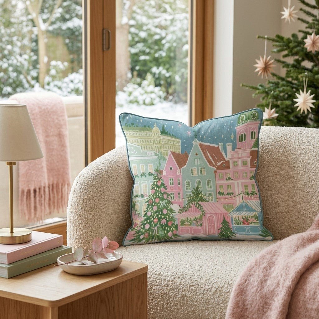 Twilight Market Row Throw Pillow - Hillcroft Home