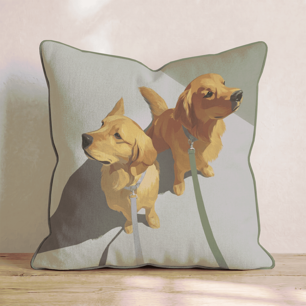 Two Good Goldens Throw Pillow - Hillcroft Home