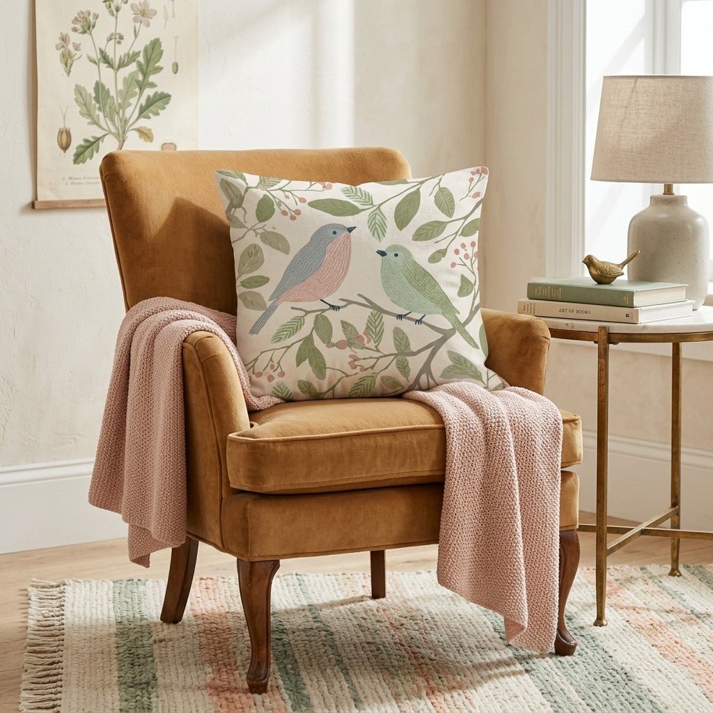 Two Little Birds Throw Pillow - Hillcroft Home