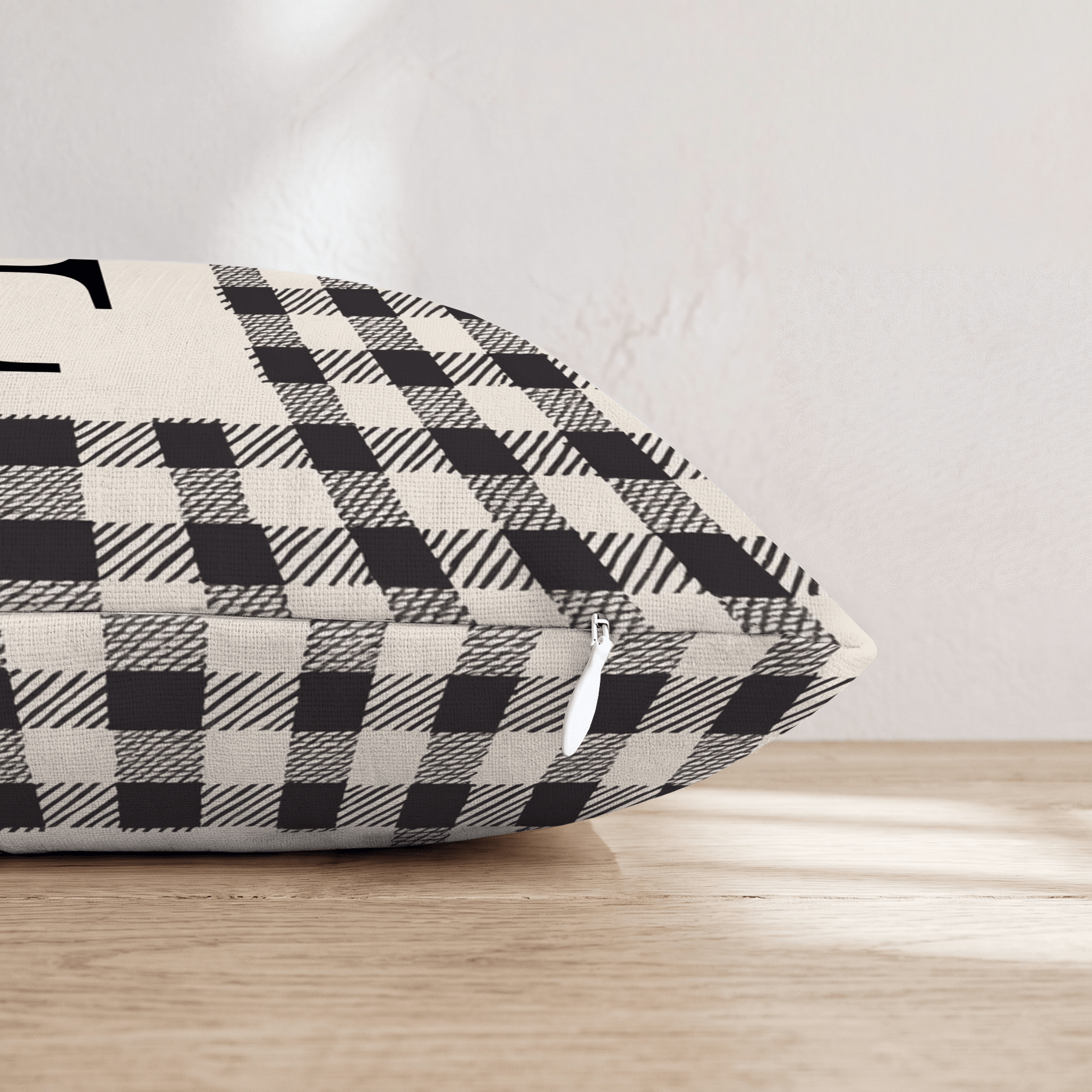 Typeset F Plaid Throw Pillow - Hillcroft Home