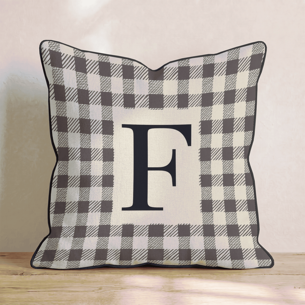 Typeset F Plaid Throw Pillow - Hillcroft Home