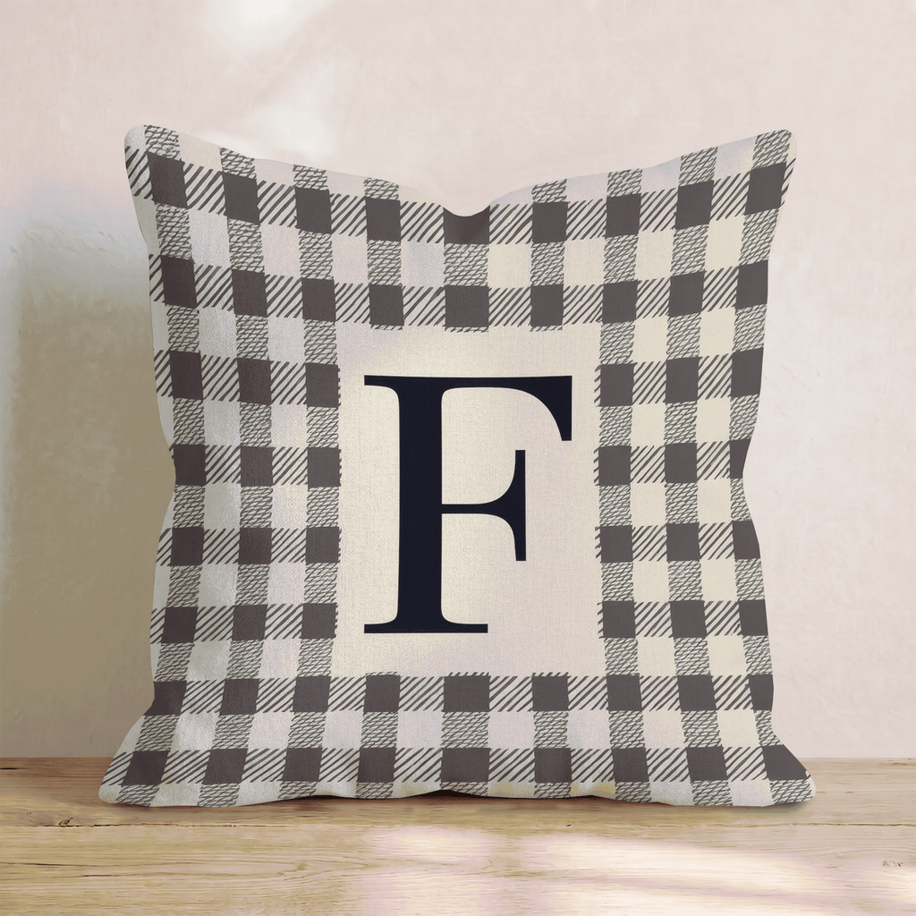 Typeset F Plaid Throw Pillow - Hillcroft Home