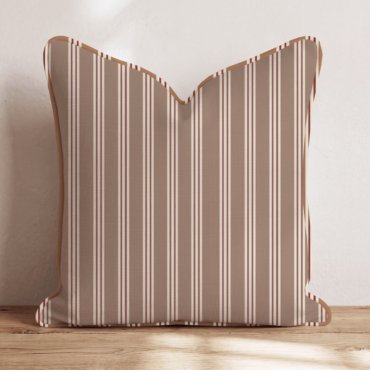 Umber Ticking Stripe Throw Pillow throw pillow - Hillcroft Home