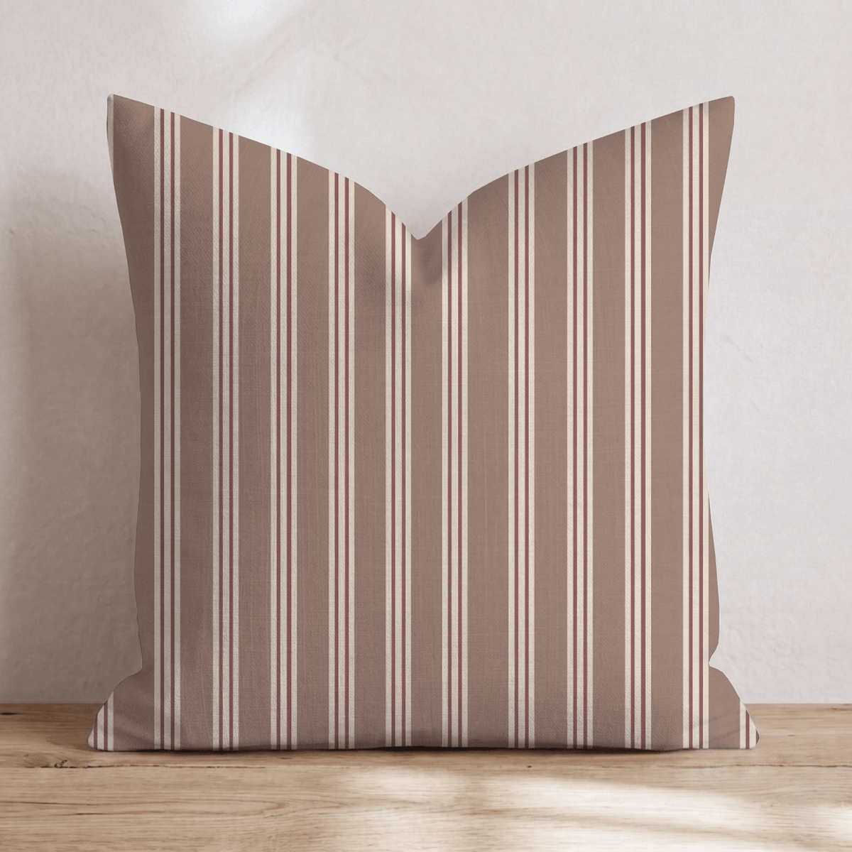 Umber Ticking Stripe Throw Pillow throw pillow - Hillcroft Home