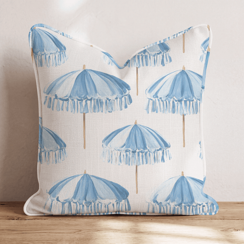 Umbrella at the Beach Throw Pillow - Hillcroft Home