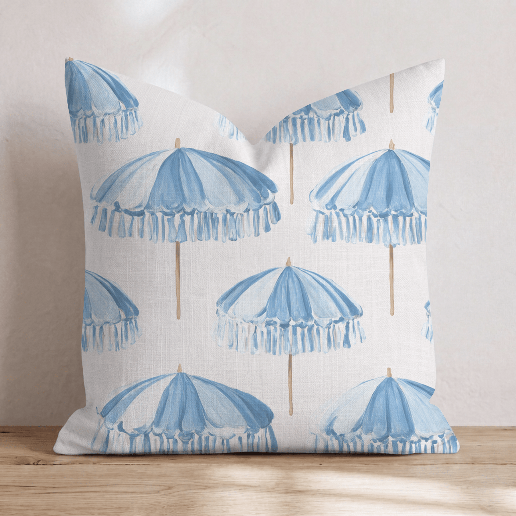 Umbrella at the Beach Throw Pillow - Hillcroft Home