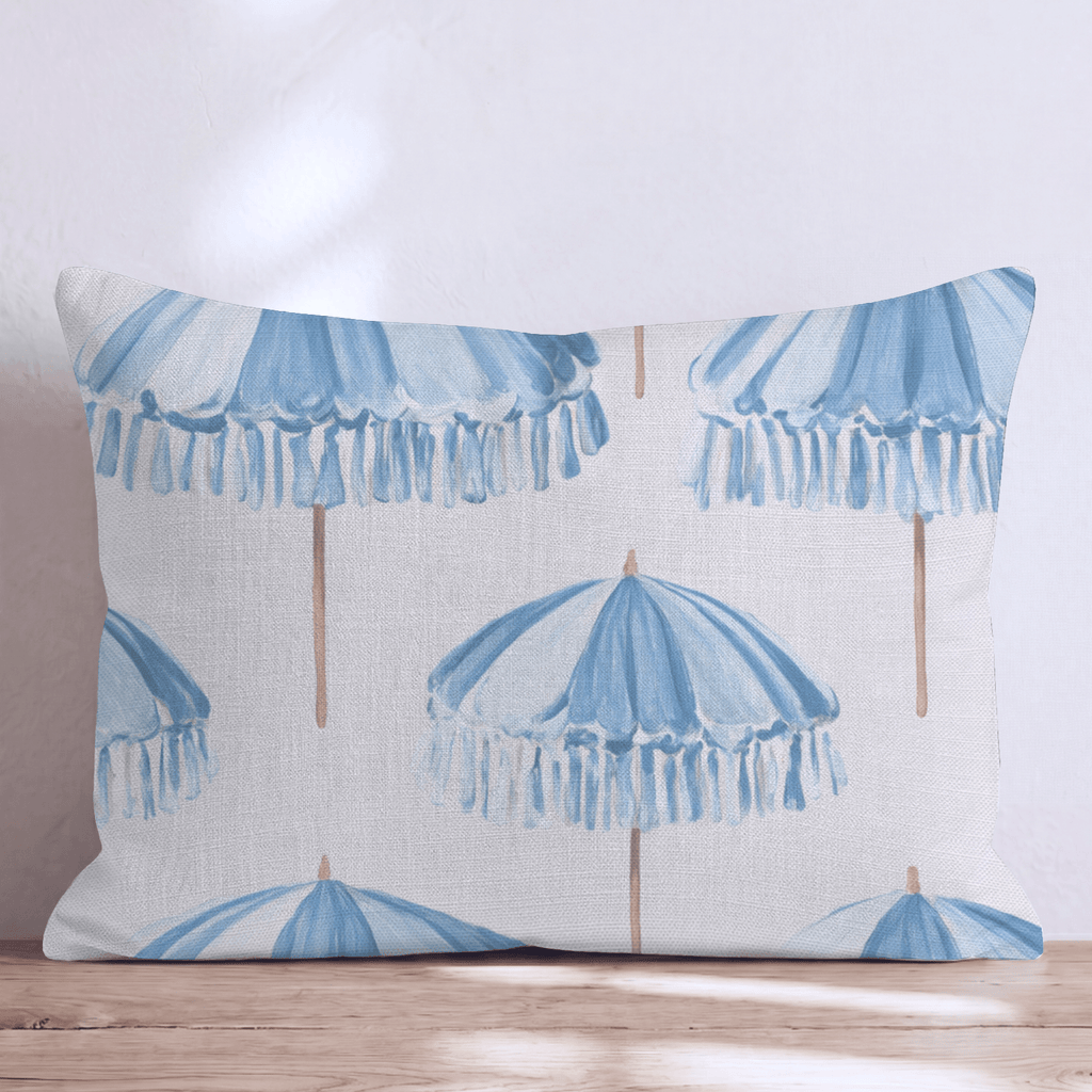 Umbrella at the Beach Throw Pillow - Hillcroft Home