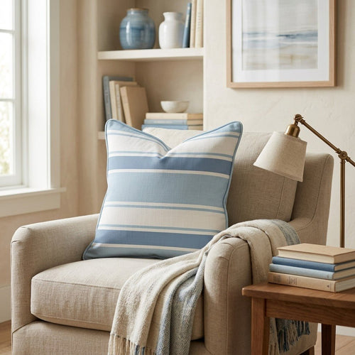 Under The Umbrella Stripes Throw Pillow - Hillcroft Home
