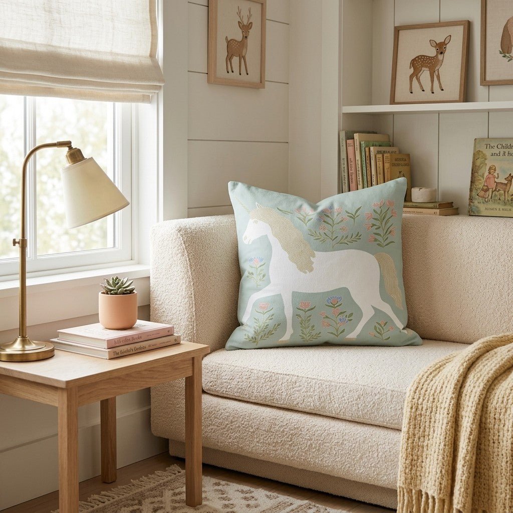 Unicorn garden Throw Pillow - Hillcroft Home
