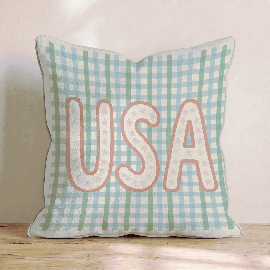 USA Plaid Throw Pillow - Hillcroft Home