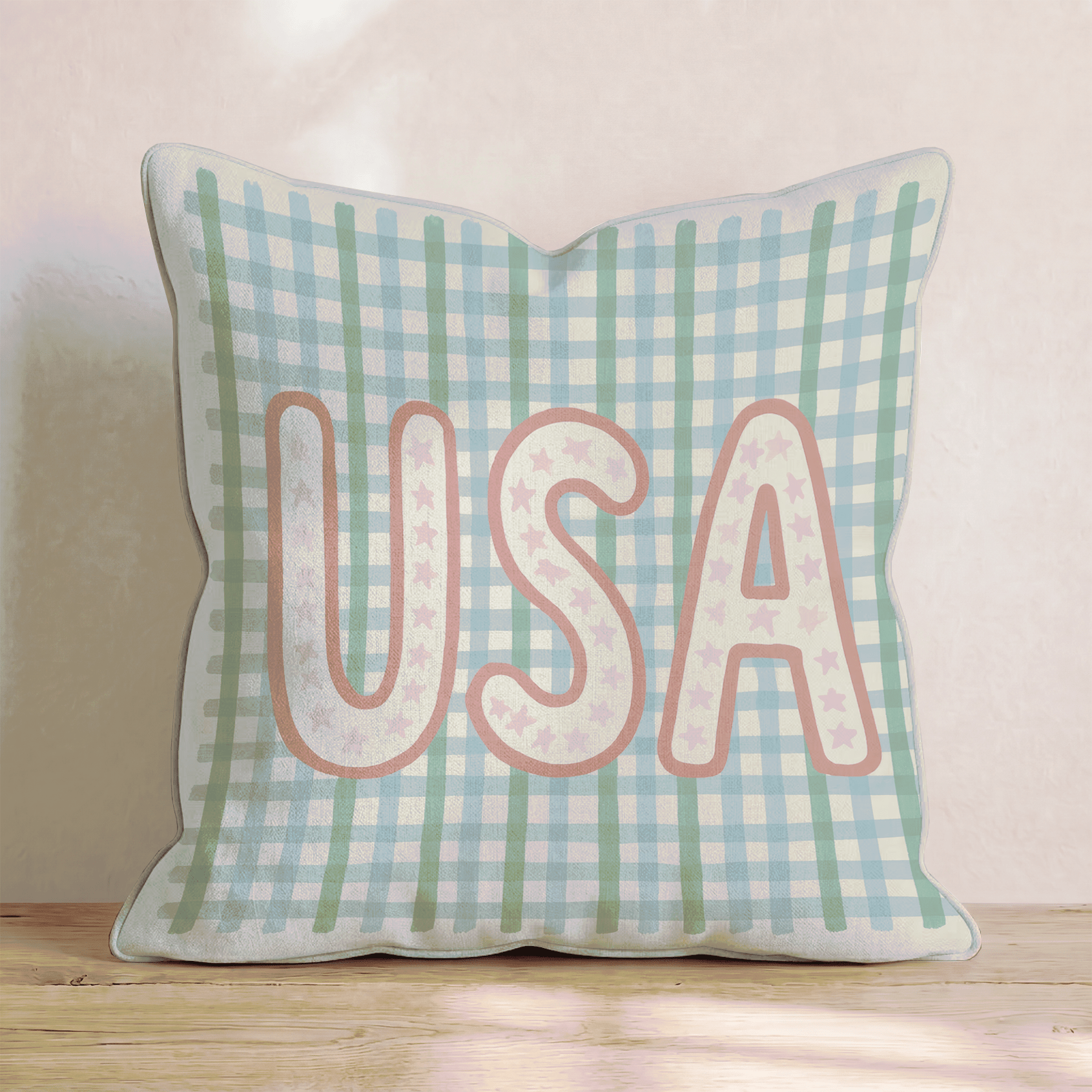 USA Plaid Throw Pillow - Hillcroft Home