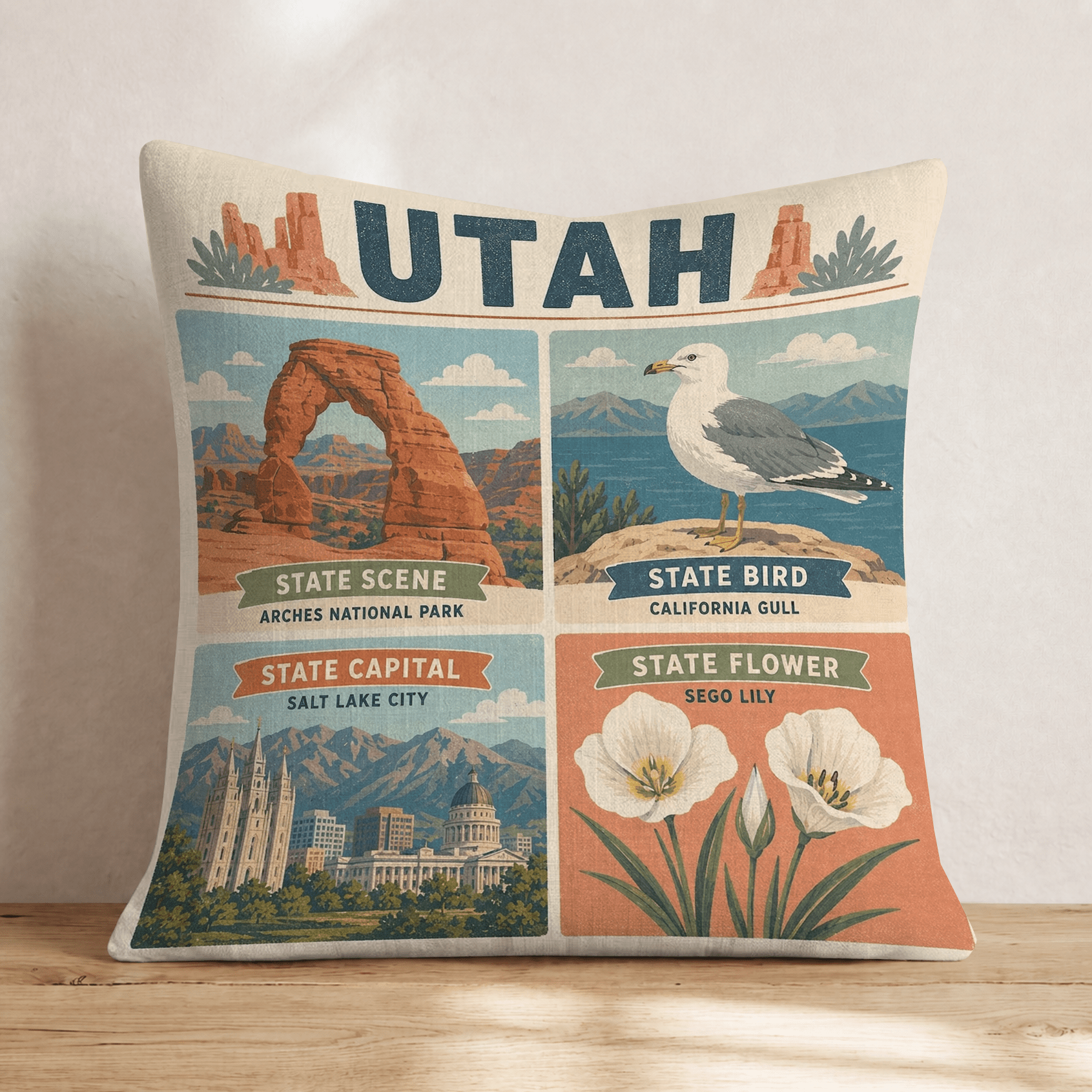 Utah State Symbol Throw Pillow - Hillcroft Home