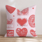 Valentines Stamps Throw Pillow - Hillcroft Home