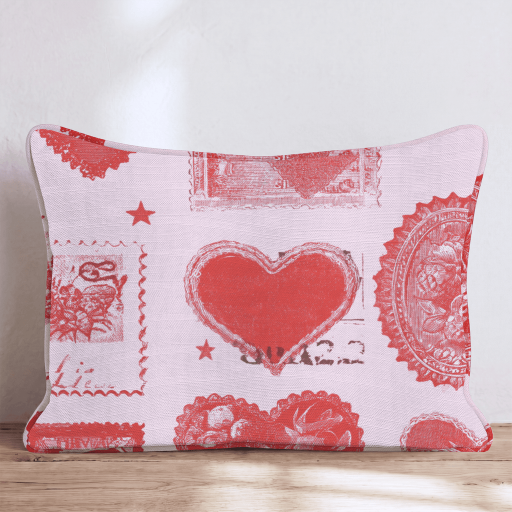 Valentines Stamps Throw Pillow - Hillcroft Home