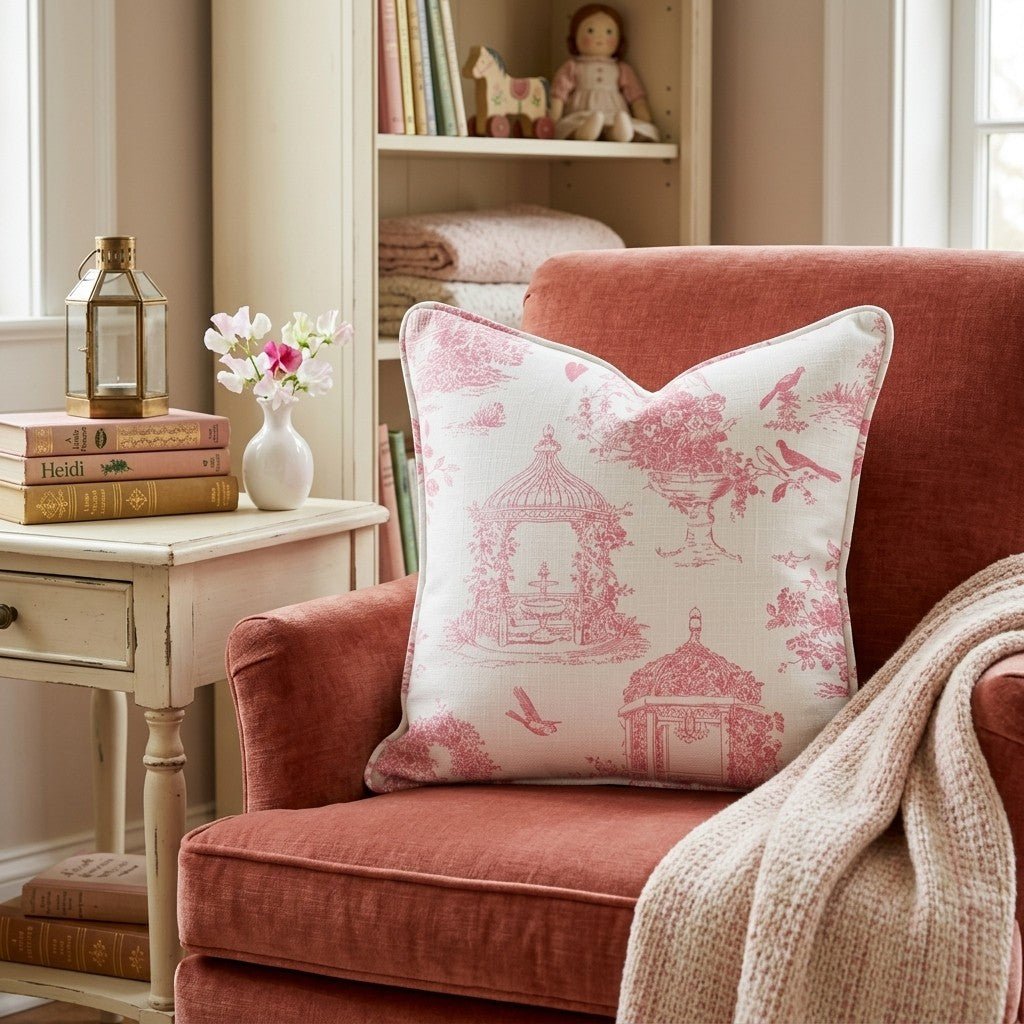 Valentines Toile Throw Pillow - Hillcroft Home