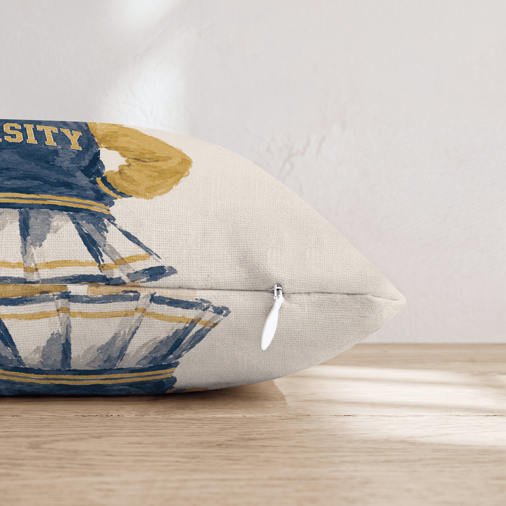 Varsity Cheerleader in Blue and Gold Throw Pillow - Hillcroft Home