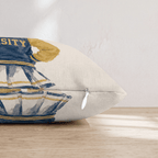 Varsity Cheerleader in Blue and Gold Throw Pillow - Hillcroft Home