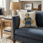 Varsity Cheerleader in Blue and Gold Throw Pillow - Hillcroft Home