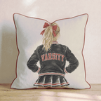 Varsity Cheerleader in Red and Black Throw Pillow - Hillcroft Home