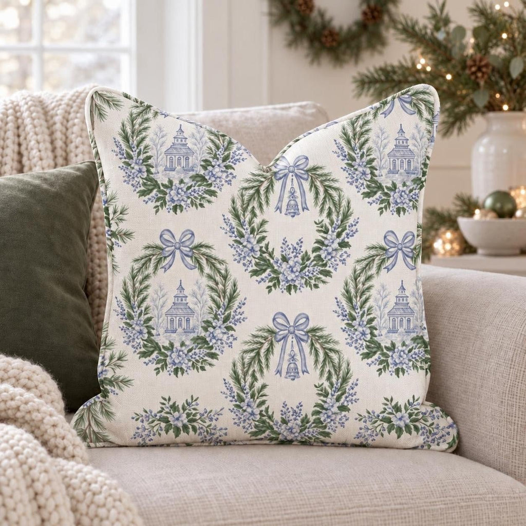 Village Wreath Throw Pillow throw pillow - Hillcroft Home