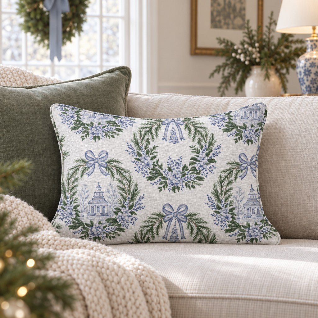 Village Wreath Throw Pillow throw pillow - Hillcroft Home