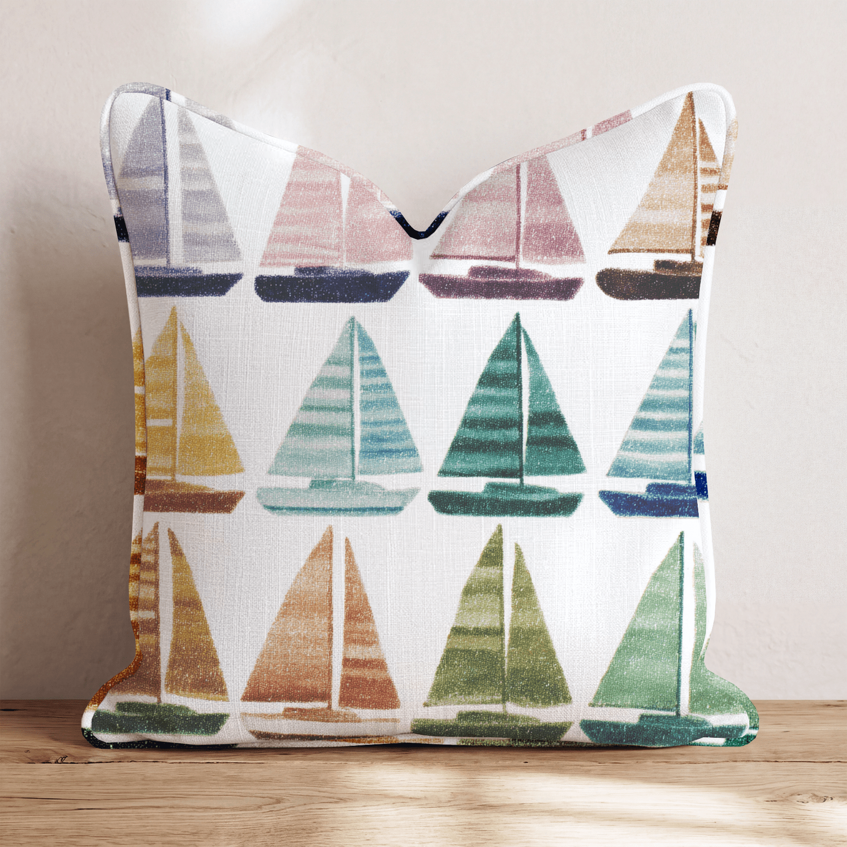 Vinatge Sailboat Print Throw Pillow - Hillcroft Home