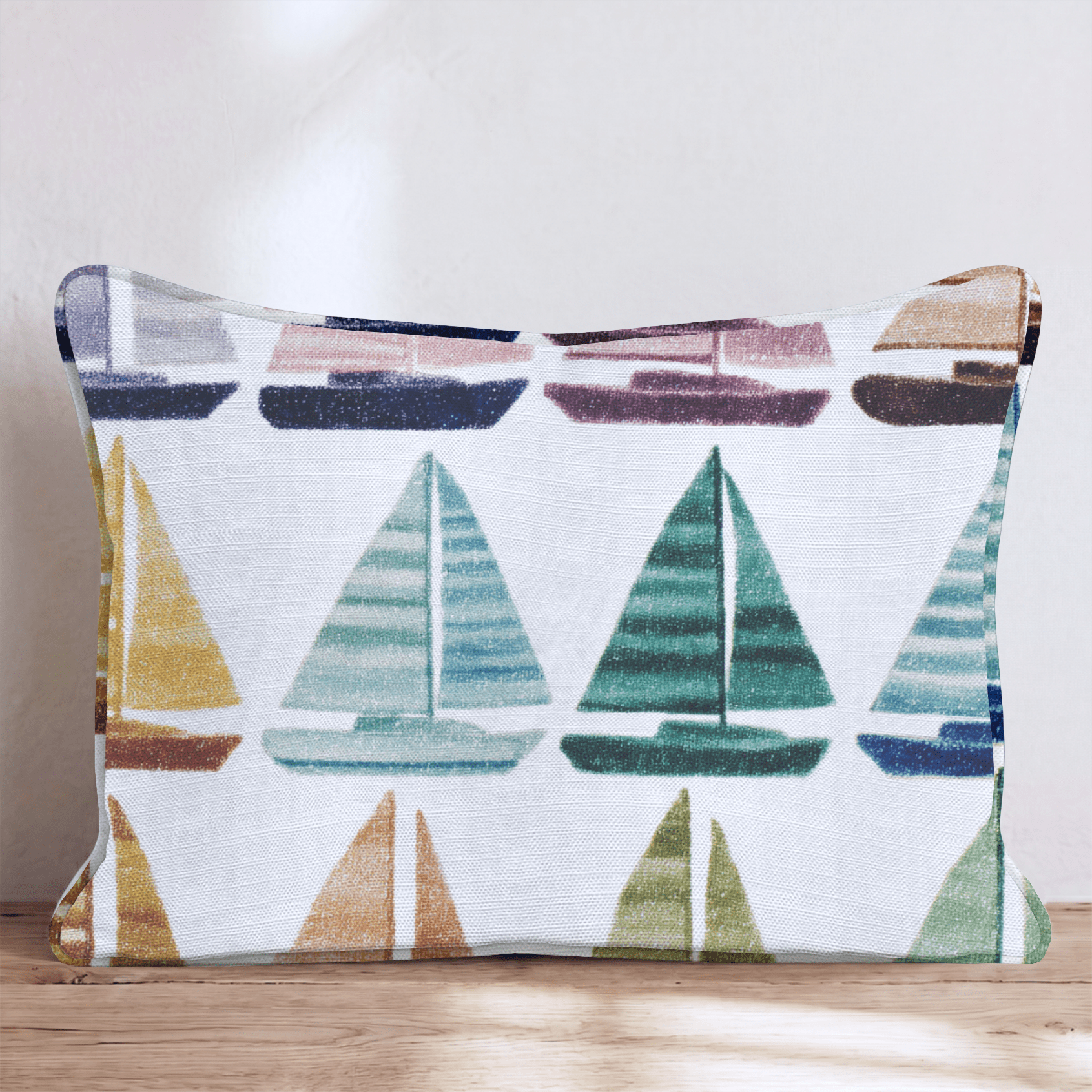 Vinatge Sailboat Print Throw Pillow - Hillcroft Home