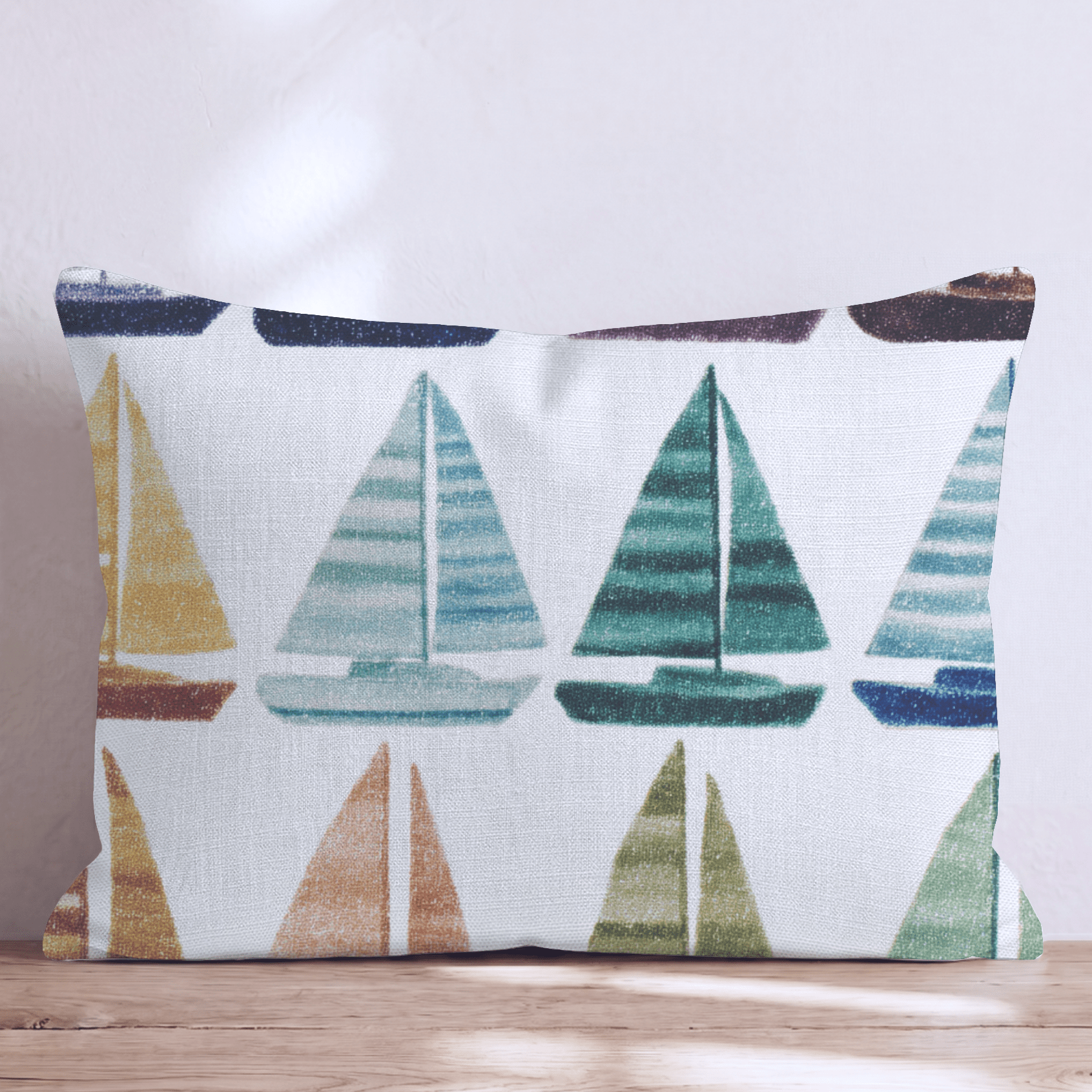 Vinatge Sailboat Print Throw Pillow - Hillcroft Home