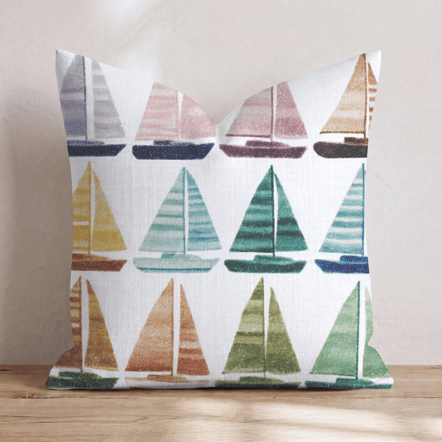 Vinatge Sailboat Print Throw Pillow - Hillcroft Home