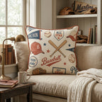 Vintage Baseball Pattern Throw Pillow - Hillcroft Home