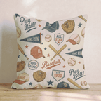 Vintage Baseball Pattern Throw Pillow - Hillcroft Home