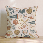 Vintage Baseball Pattern Throw Pillow - Hillcroft Home
