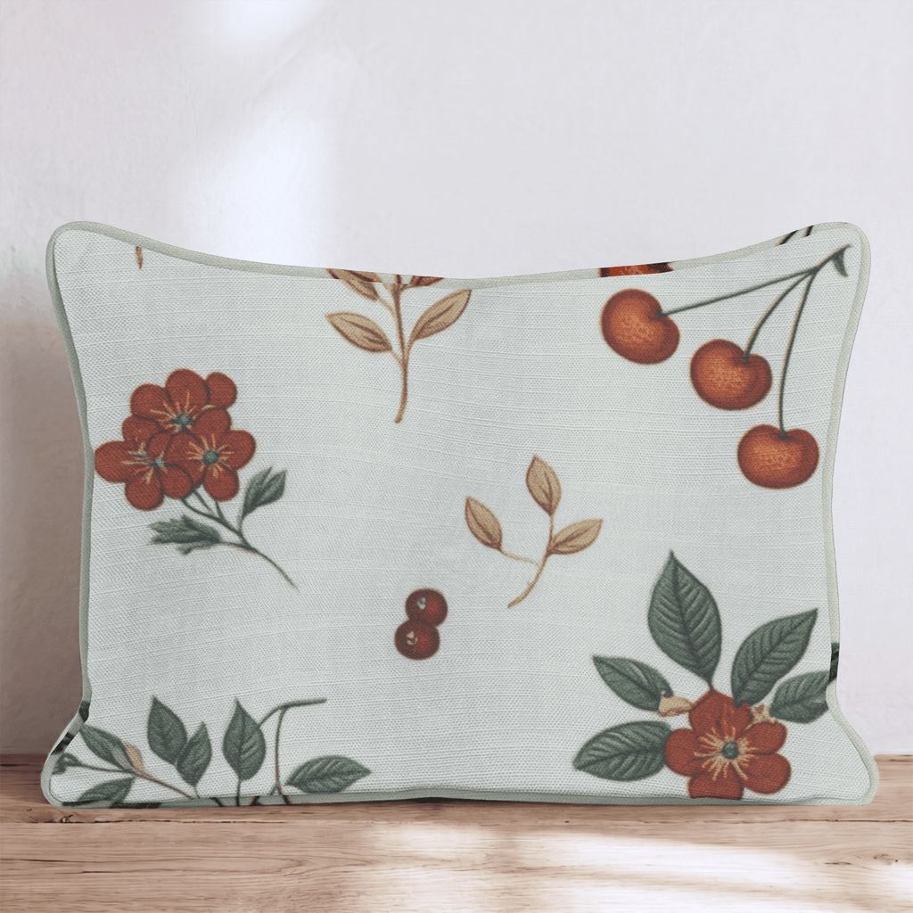 Vintage Cherry & Berry Sprig Throw Pillow - Hillcroft Home