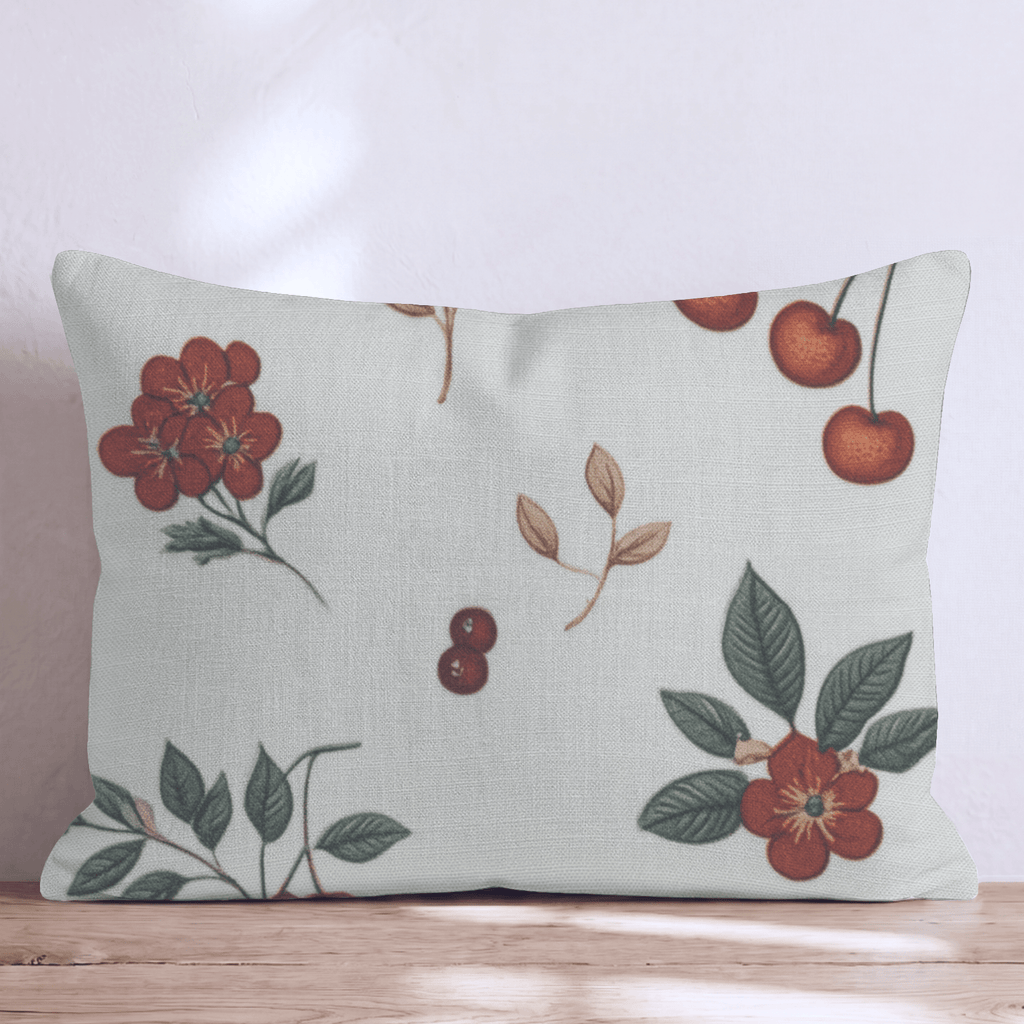 Vintage Cherry & Berry Sprig Throw Pillow - Hillcroft Home